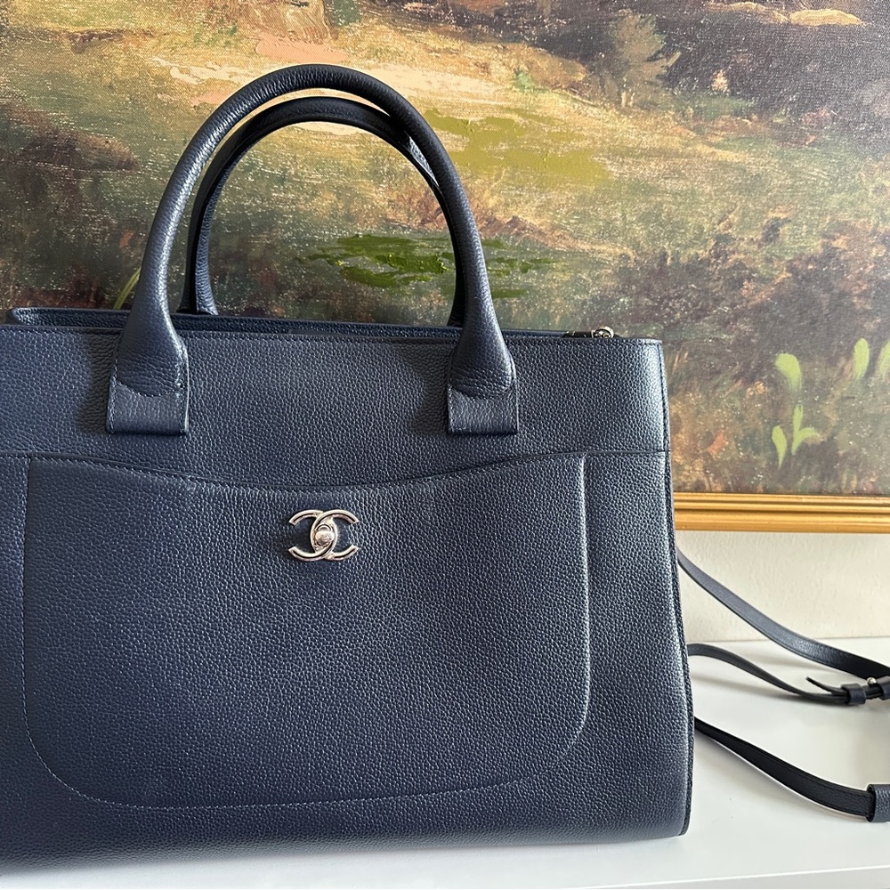 CHANEL Blue Laptop Bag Luxurious Craftsmanship